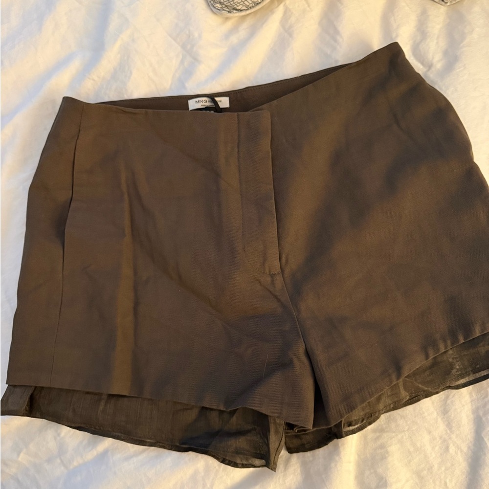 Mango Brown Layered Hem Skort